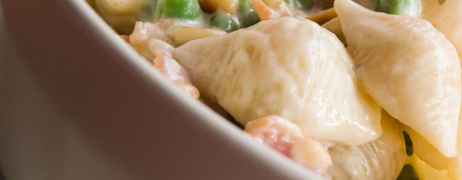 Conchiglie à la pancetta et aux petits pois, Sauce au Gorgonzola