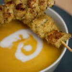 Brochettes de Poulet à la Noix de Coco et Velouté de Patates Douces