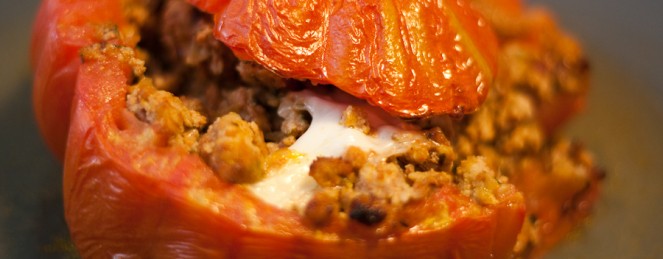 Tomates Cœur de Bœuf farcies au Veau et Mozzarella