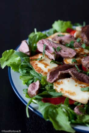 ruccola agneau menthe halloumi