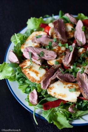 ruccola agneau menthe halloumi