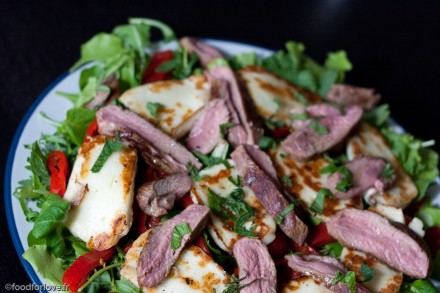 ruccola agneau menthe halloumi